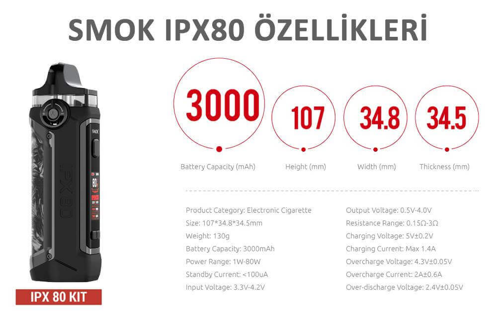 Smok ipx 80 özellikleri